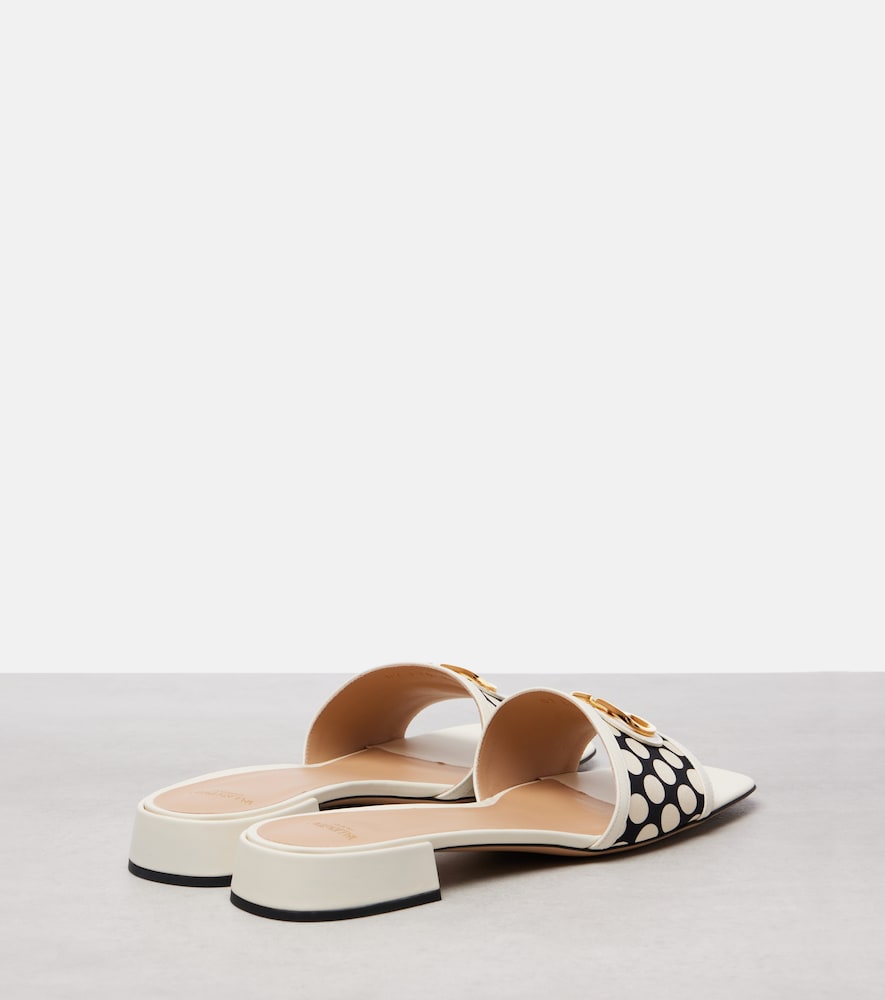 Valentino Garavani VLogo polka-dot leather-trimmed slides