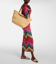 Valentino Garavani VLogo raffia-trimmed leather slides