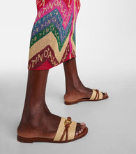 Valentino Garavani VLogo raffia-trimmed leather slides
