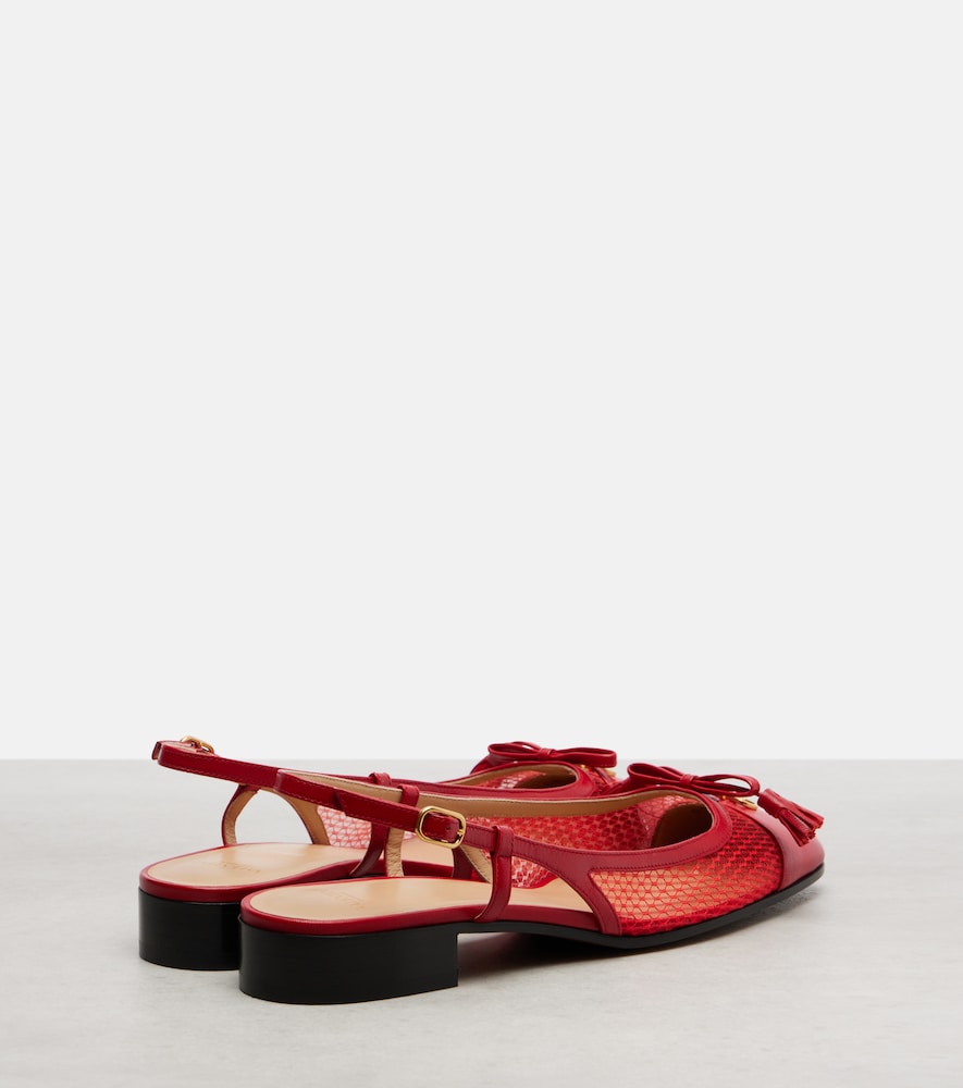 Valentino Garavani Valet Du Roi leather and mesh slingback flats