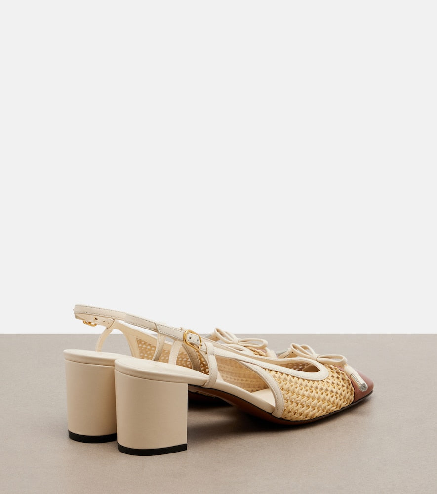 Valentino Garavani Valet Du Roi leather-trimmed slingback pumps