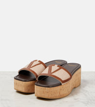 Valentino Garavani Viva Superstar leather-trimmed canvas slides