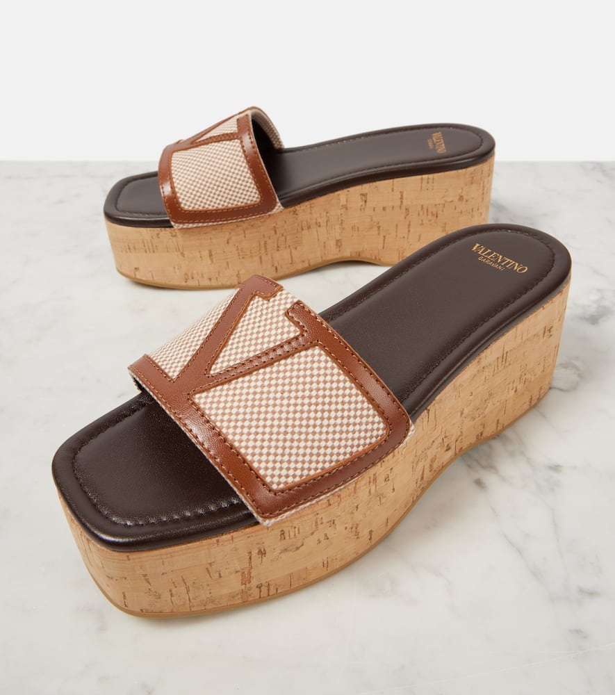 Valentino Garavani Viva Superstar leather-trimmed canvas slides