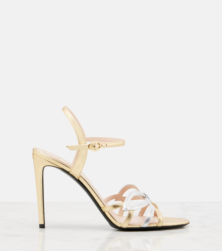 Valentino Garavani Bow metallic leather sandals in Gold - Heeled Sandals