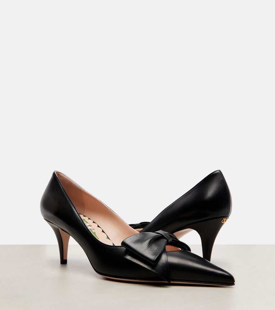 Valentino Garavani Bowow 65 leather pumps - Black Mid Heel Pumps