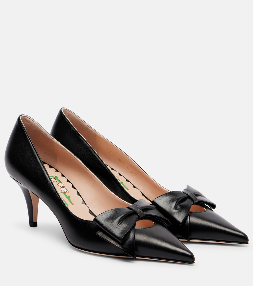 Valentino Garavani Bowow 65 leather pumps - Black Mid Heel Pumps