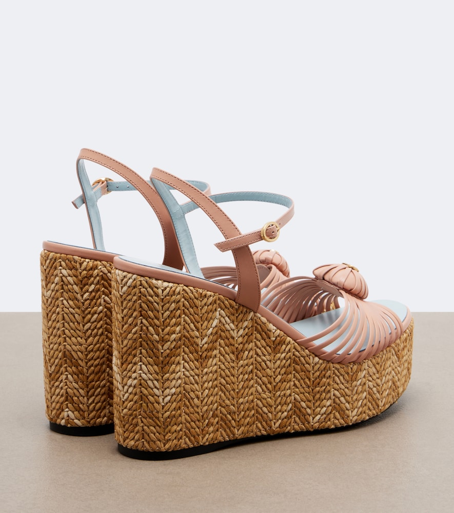 Valentino Garavani Coeur Royal leather espadrille wedges (Pink) - High Espadrilles