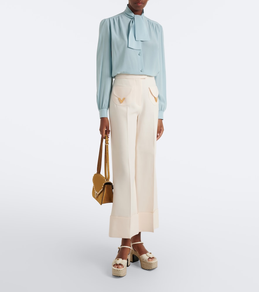 Valentino Garavani Coeur Royal leather platform sandals (White) - High Espadrilles