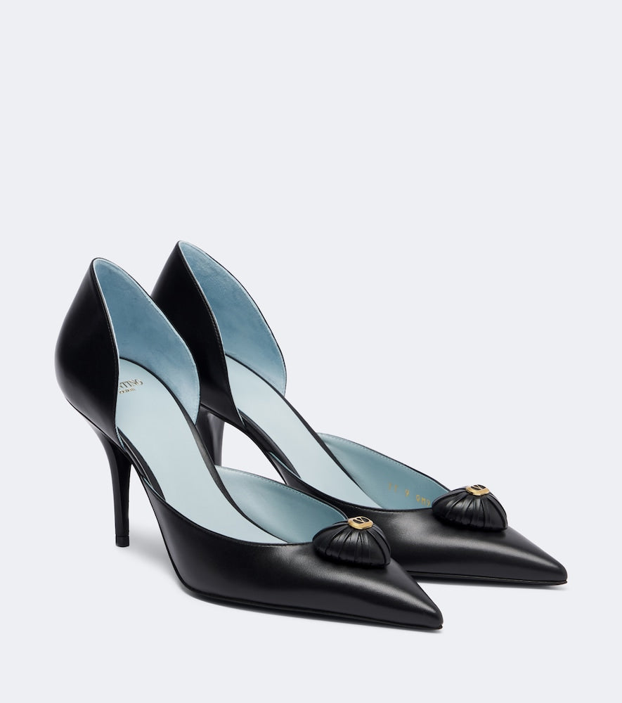 Valentino Garavani Coeur Royal leather pumps (Black) - Mid Heel Pumps