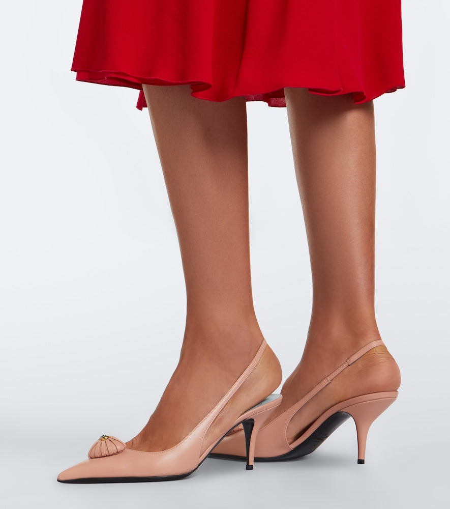 Valentino Garavani Coeur Royal leather slingback pumps - Pink Mid Heel Pumps