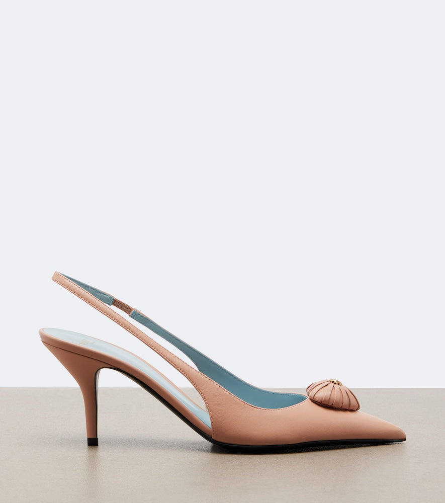 Valentino Garavani Coeur Royal leather slingback pumps - Pink Mid Heel Pumps