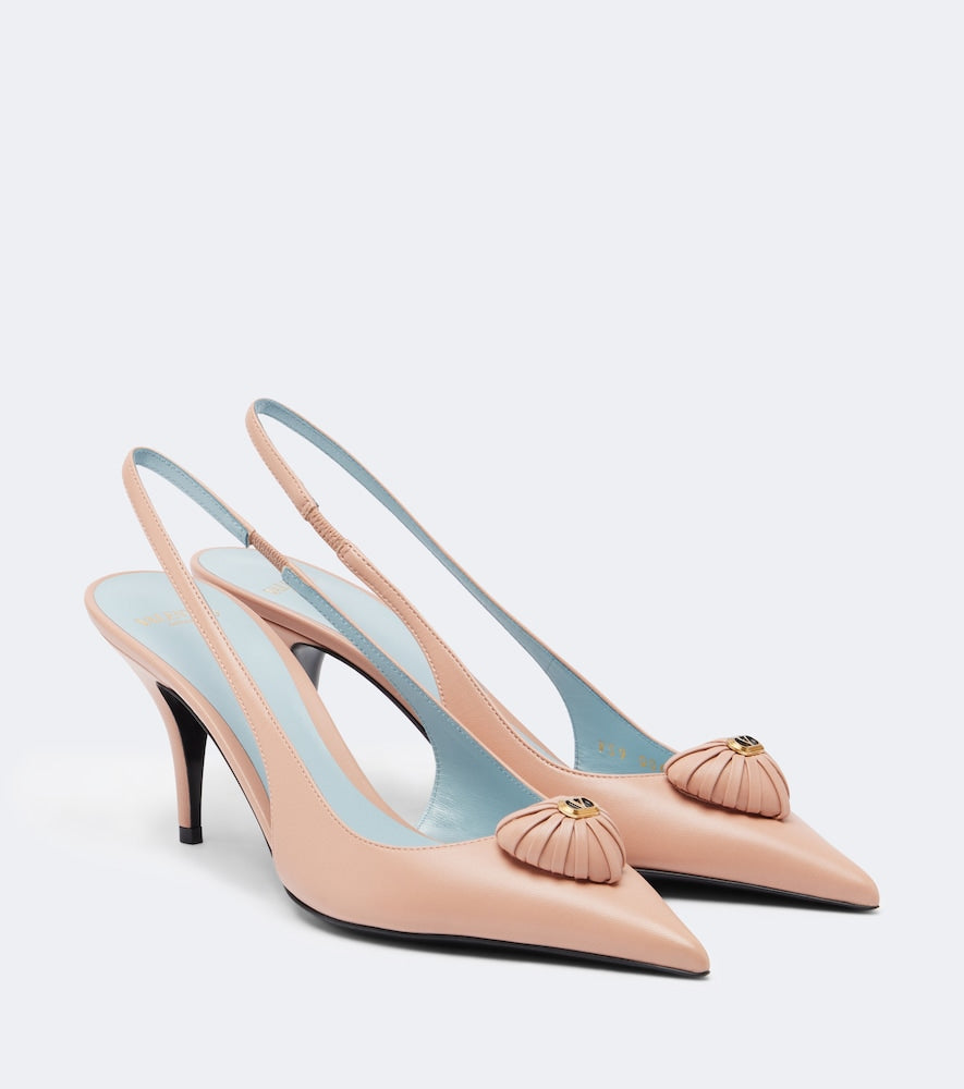 Valentino Garavani Coeur Royal leather slingback pumps - Pink Mid Heel Pumps