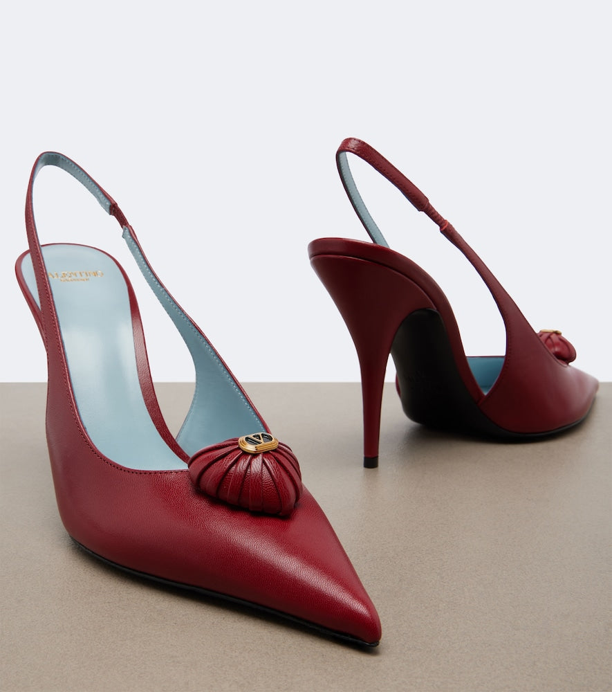 Red Valentino Garavani Coeur Royal leather slingback pumps - High-Heel Pumps