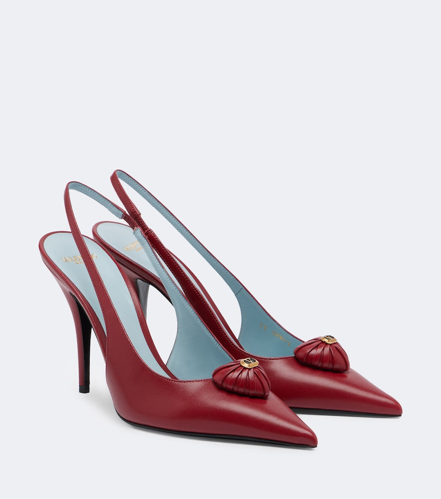 Red Valentino Garavani Coeur Royal leather slingback pumps - High-Heel Pumps