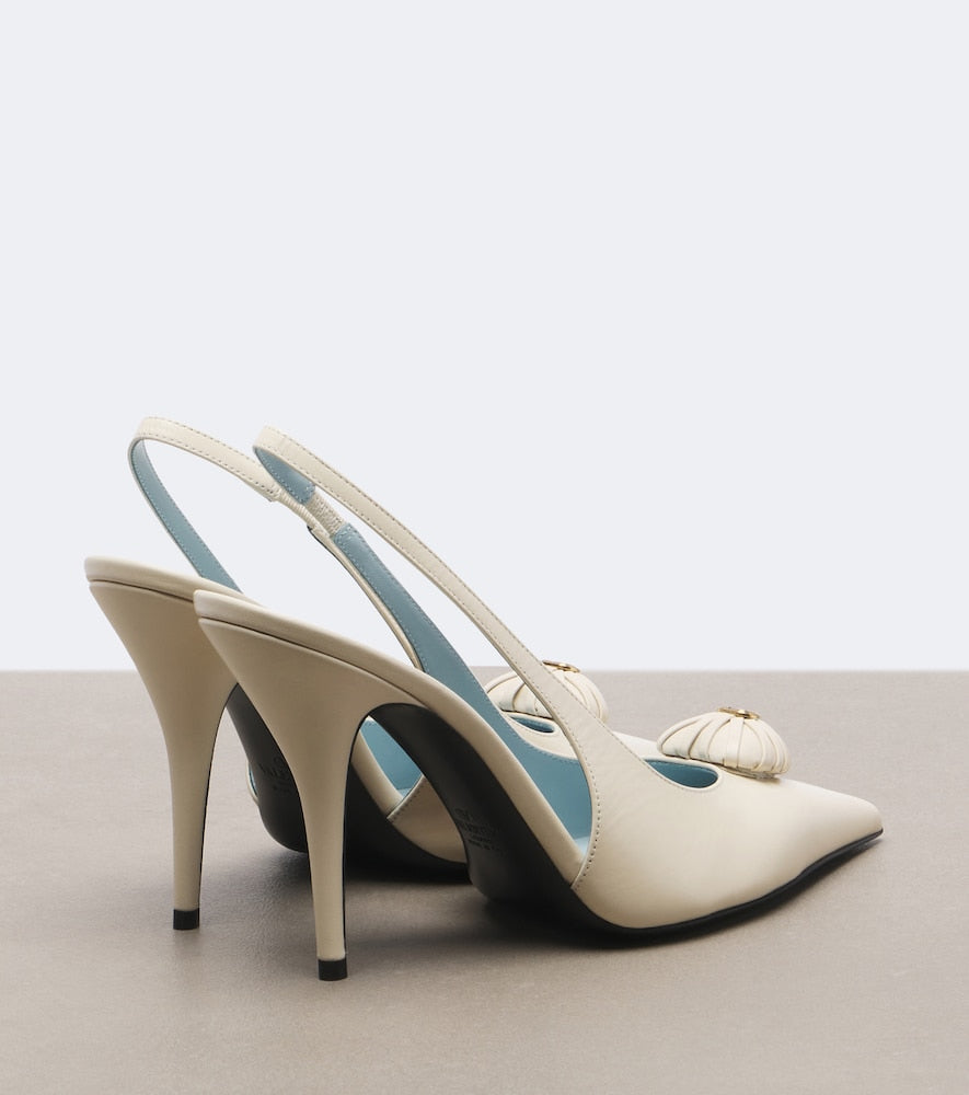 Valentino Garavani Coeur Royal leather slingback pumps - White High-Heel Pumps