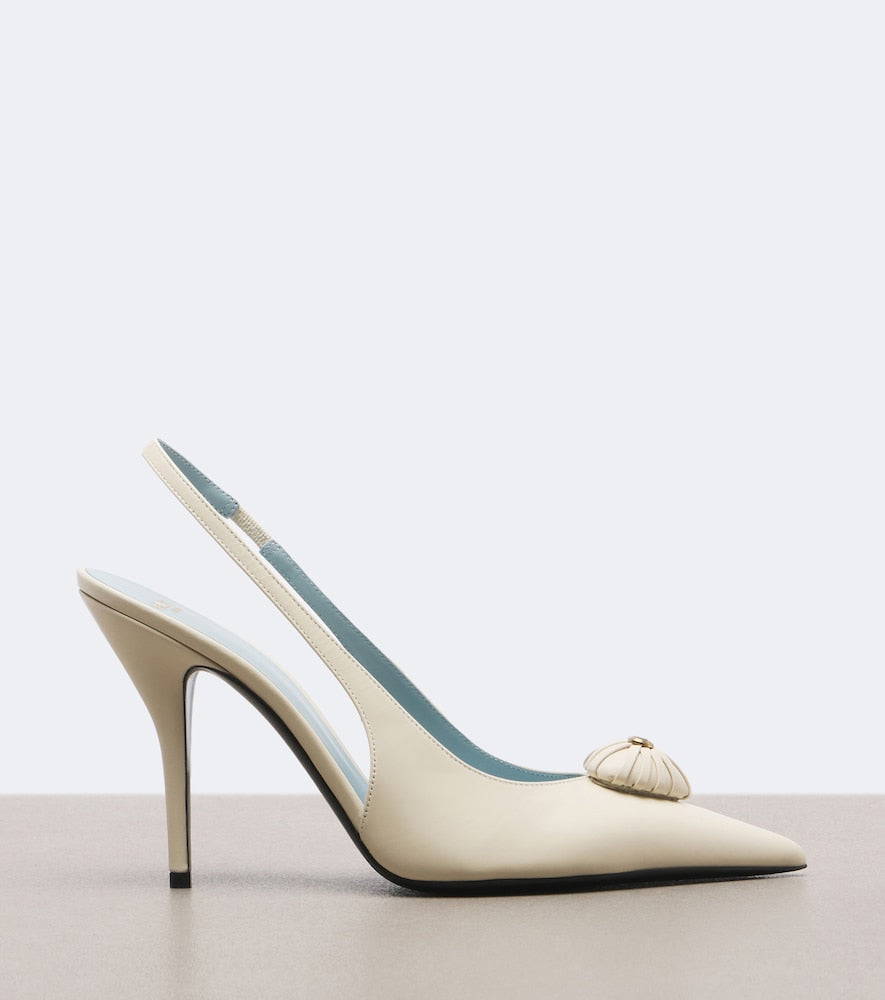 Valentino Garavani Coeur Royal leather slingback pumps - White High-Heel Pumps