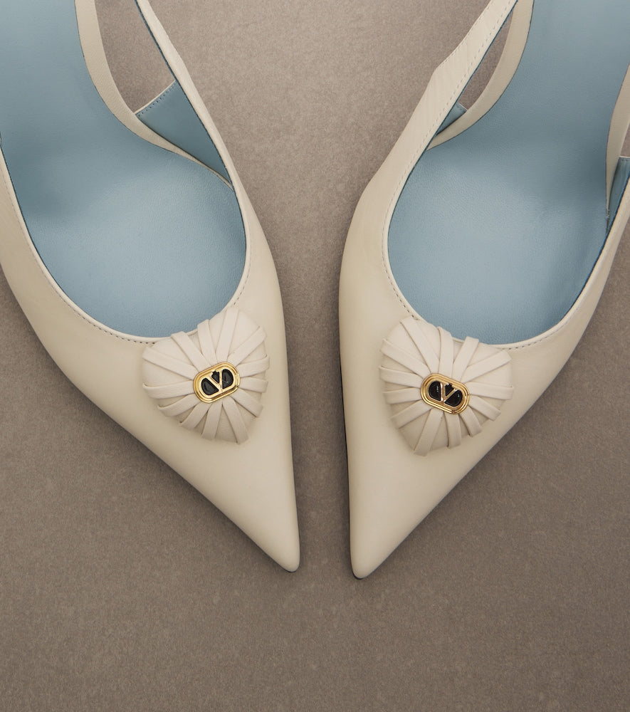 Valentino Garavani Coeur Royal leather slingback pumps - White High-Heel Pumps
