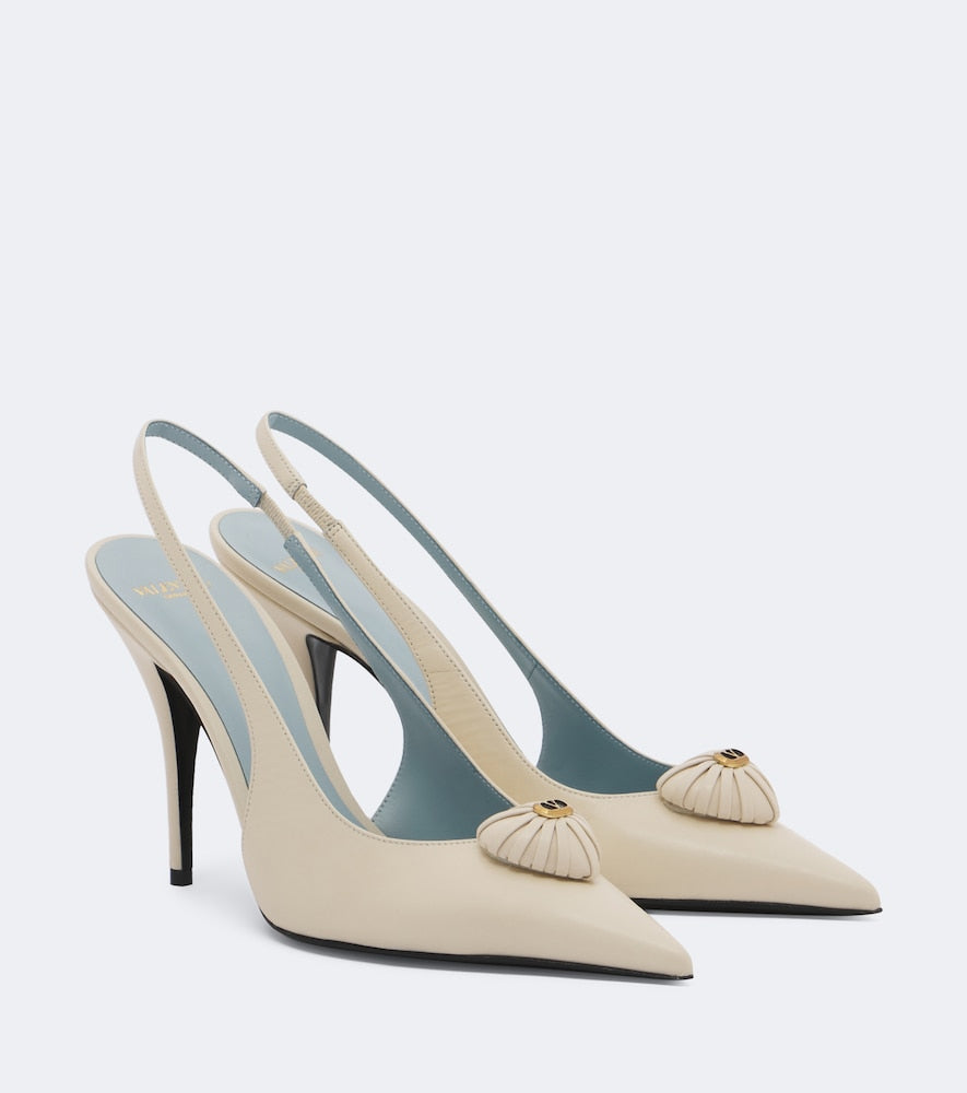 Valentino Garavani Coeur Royal leather slingback pumps - White High-Heel Pumps