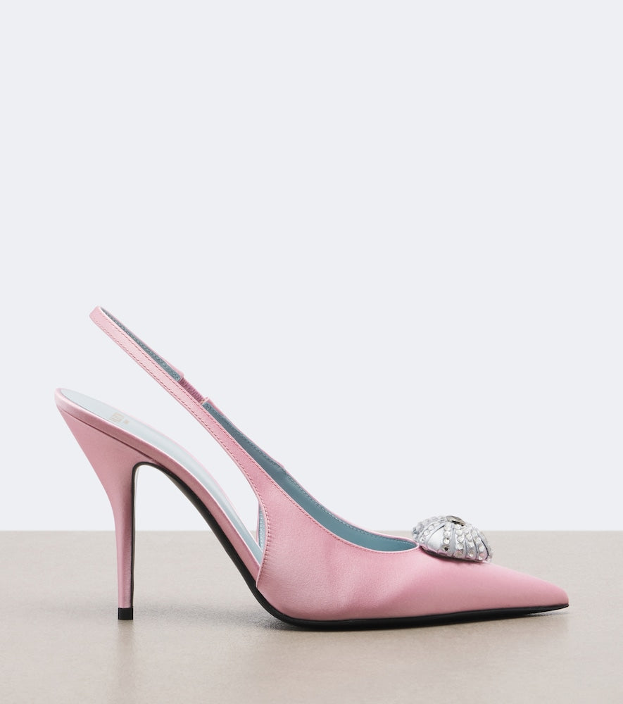 Pink Valentino Garavani Coeur Royal satin slingback pumps - High-Heel Pumps