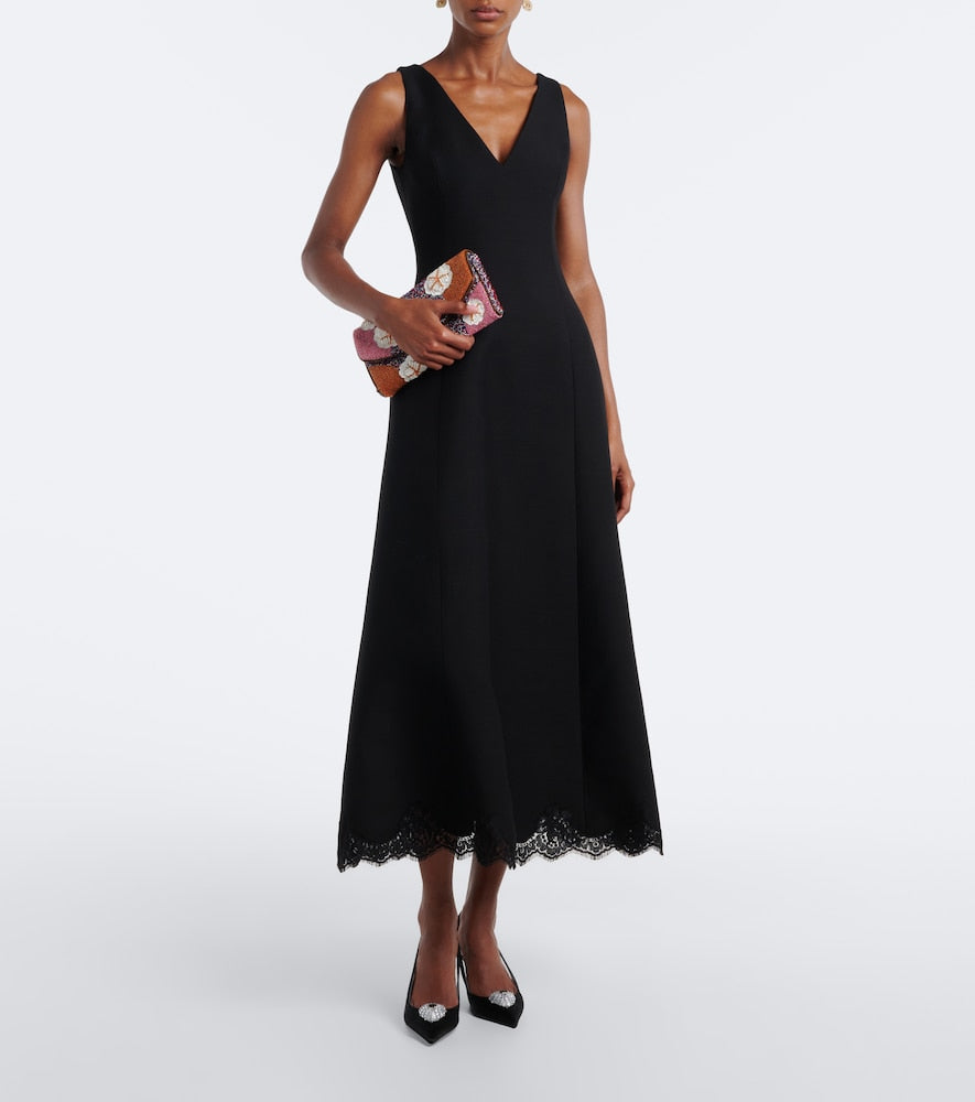 Black Valentino Garavani Coeur Royal velvet slingback pumps - Mid Heel Pumps