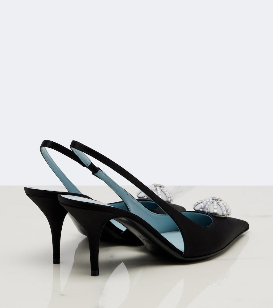 Black Valentino Garavani Coeur Royal velvet slingback pumps - Mid Heel Pumps