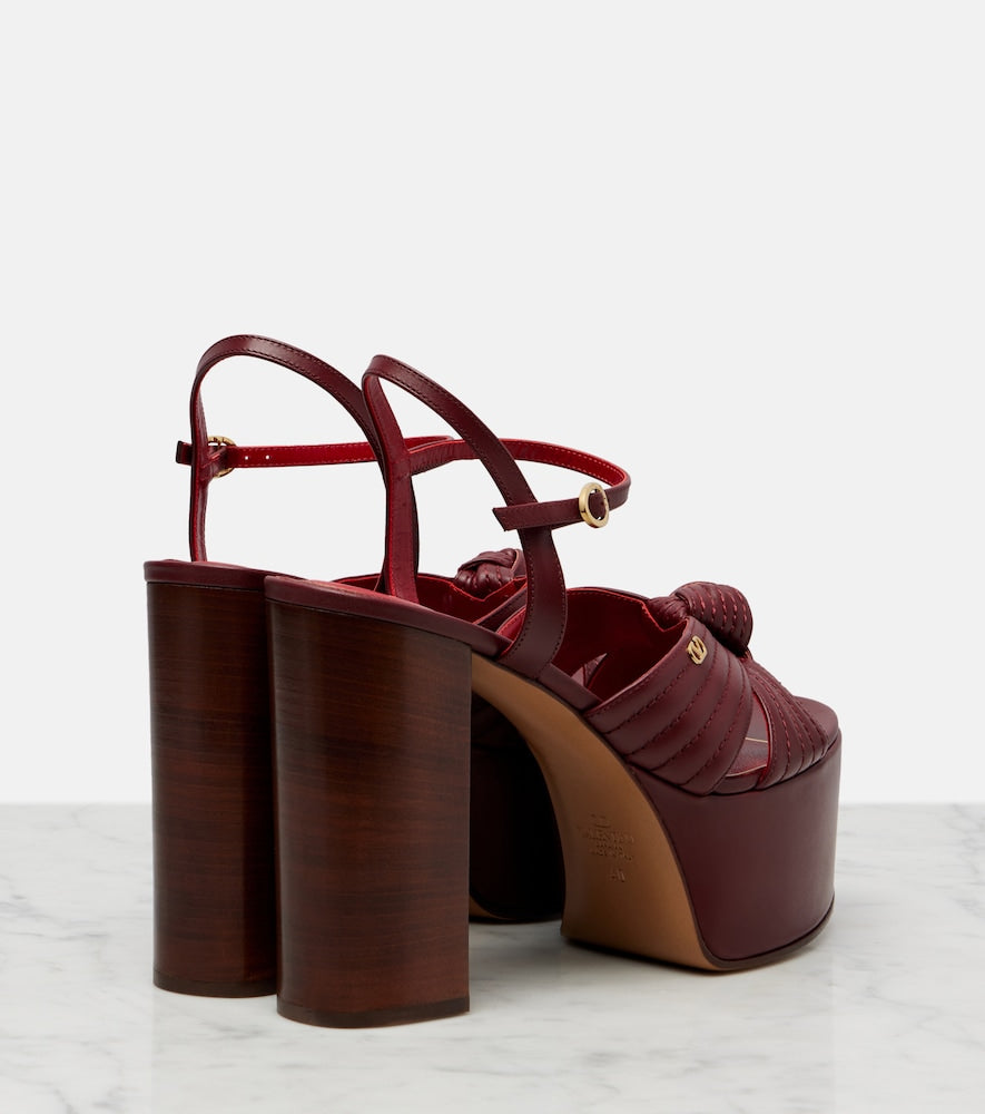 Valentino Garavani Crasher VLogo leather platform sandals - Burgundy High Heels