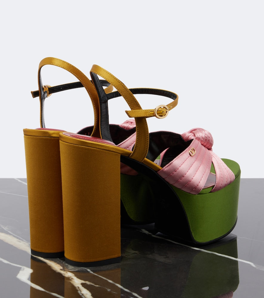 Multicoloured Valentino Garavani Crasher satin platform sandals - High-Heel Sandals