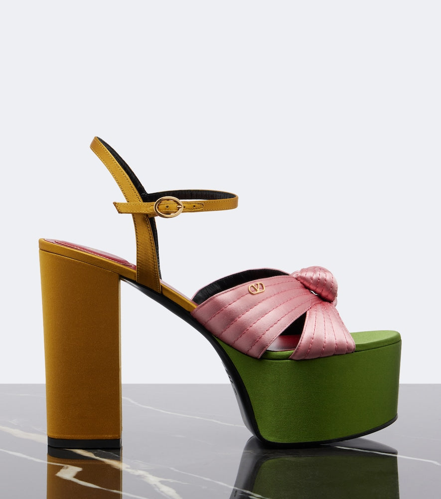 Multicoloured Valentino Garavani Crasher satin platform sandals - High-Heel Sandals