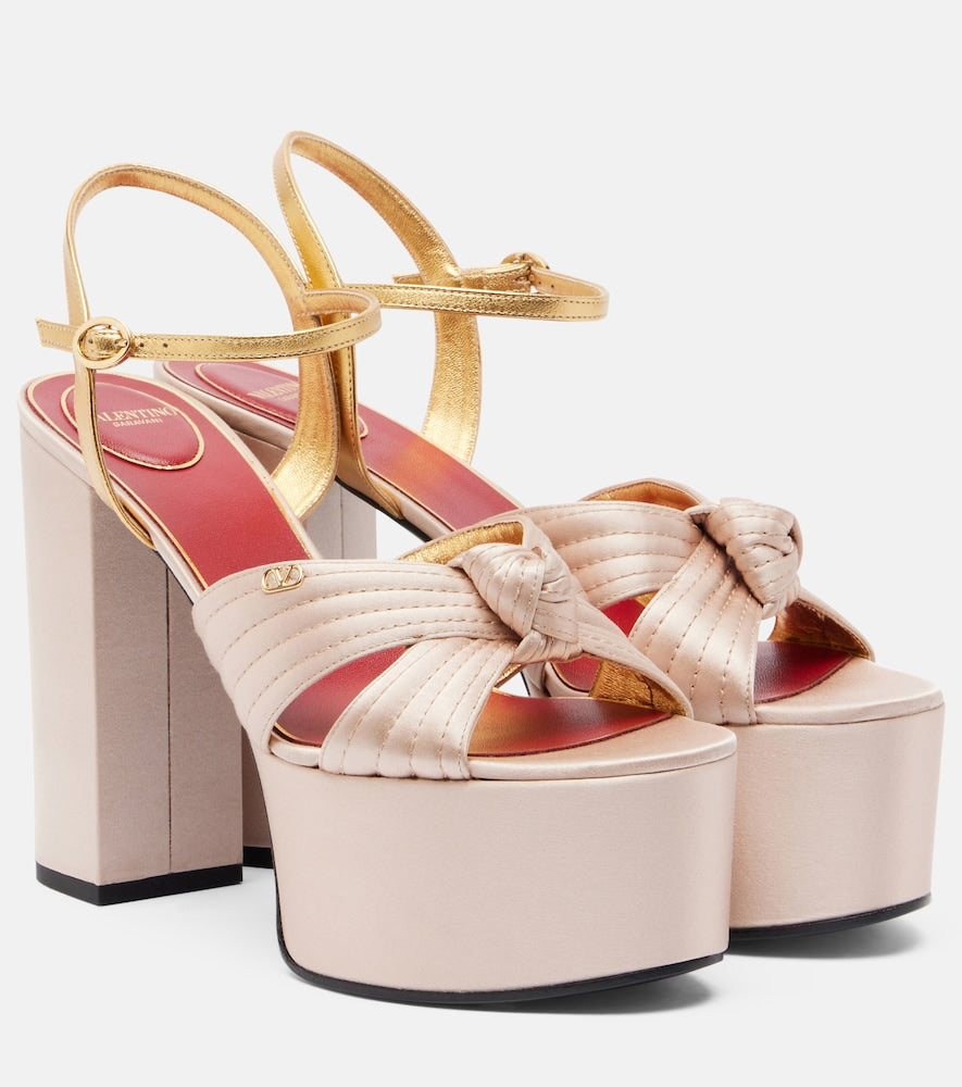 Pink Valentino Garavani Crasher satin platform sandals - High-Heel Sandals