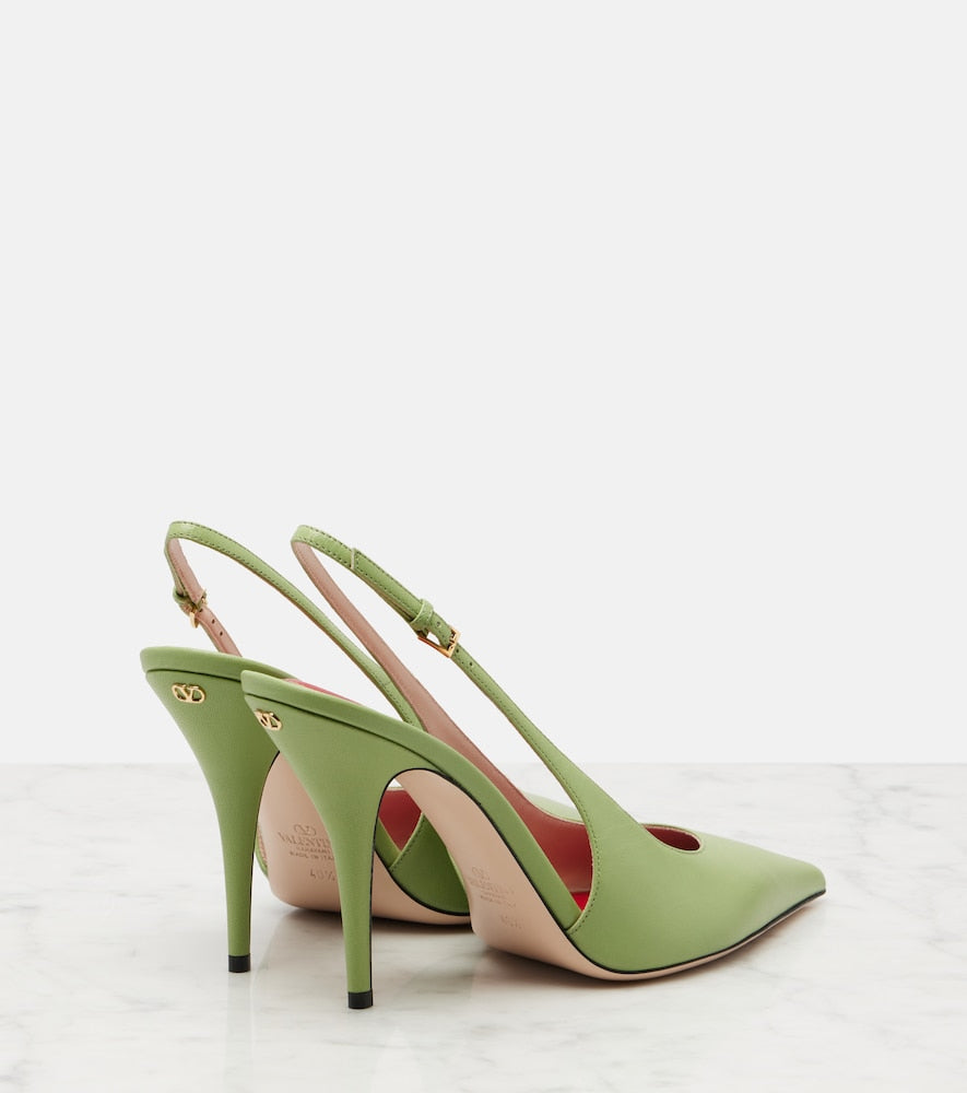 Green Valentino Garavani Cuttie leather slingback pumps - High-Heel Pumps