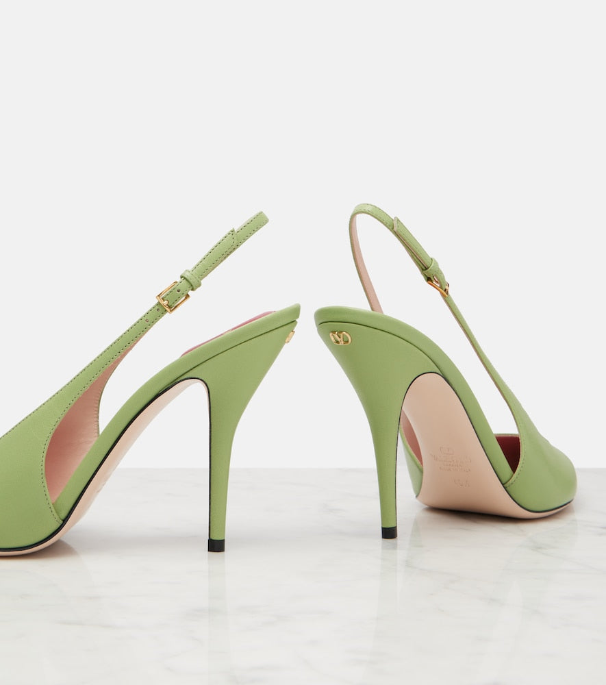 Green Valentino Garavani Cuttie leather slingback pumps - High-Heel Pumps