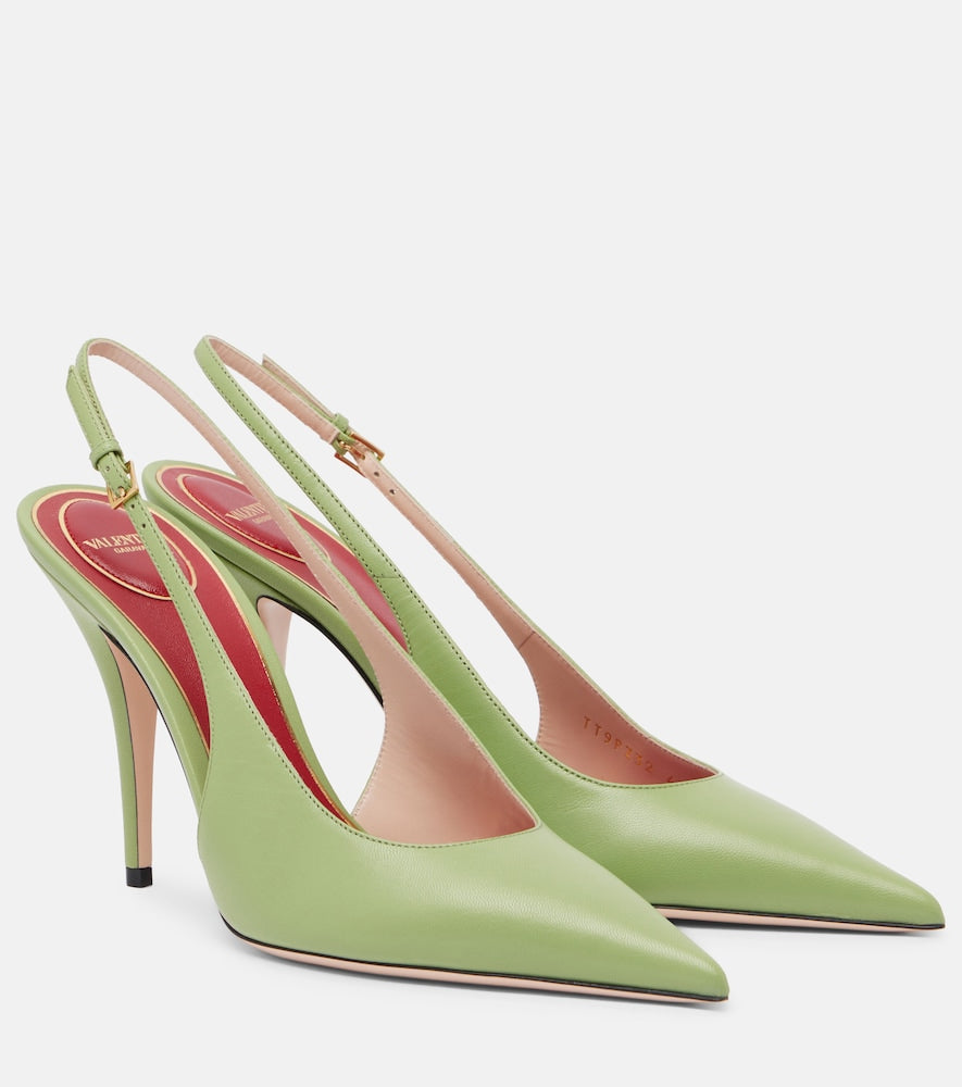 Green Valentino Garavani Cuttie leather slingback pumps - High-Heel Pumps
