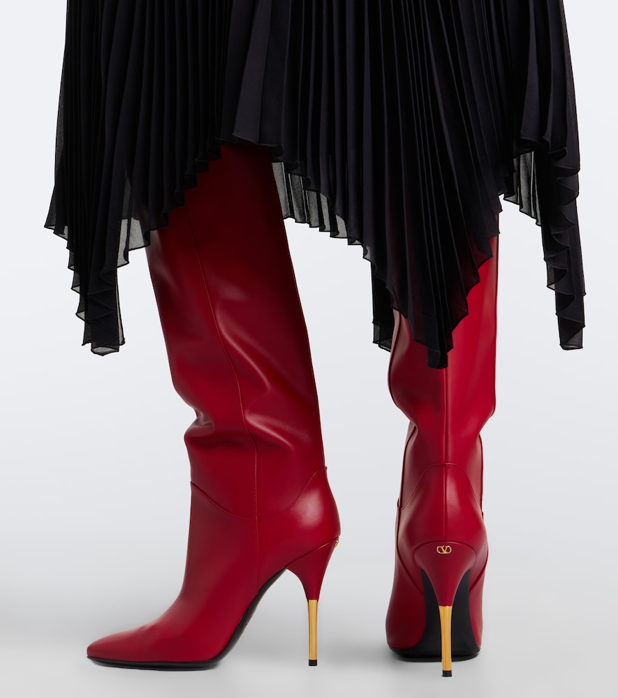 Valentino Garavani Deboot leather over-the-knee boots (Red) - Mid Heel Boots