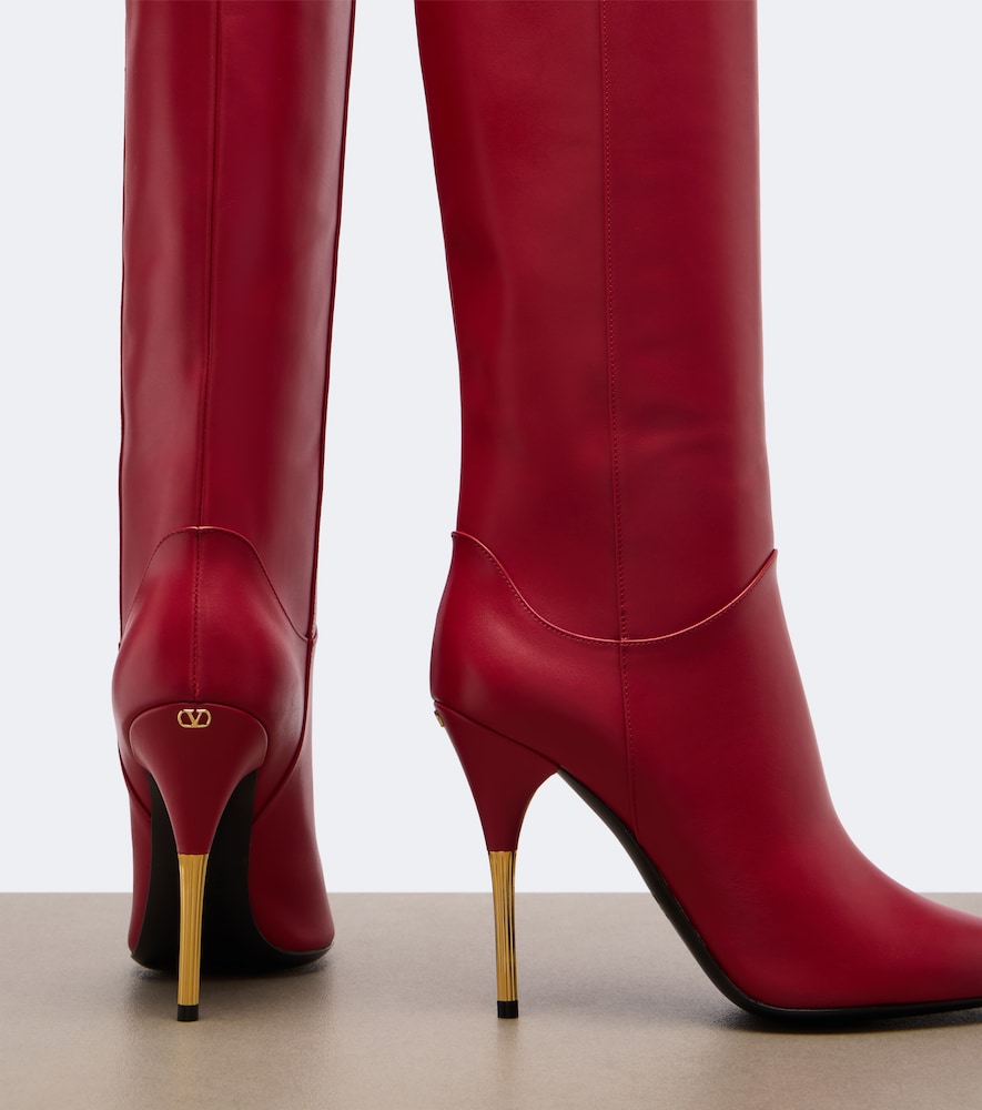 Valentino Garavani Deboot leather over-the-knee boots (Red) - Mid Heel Boots
