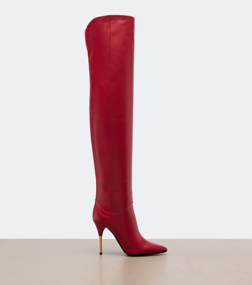 Valentino Garavani Deboot leather over-the-knee boots (Red) - Mid Heel Boots