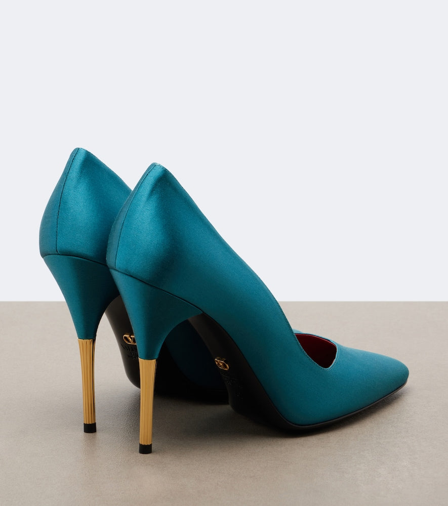 Blue Valentino Garavani Enigme satin pumps - High-Heel Pumps
