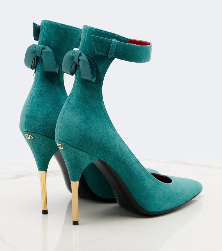 Valentino Garavani Fatale bow-detail suede pumps in Green - High-Heel Pumps