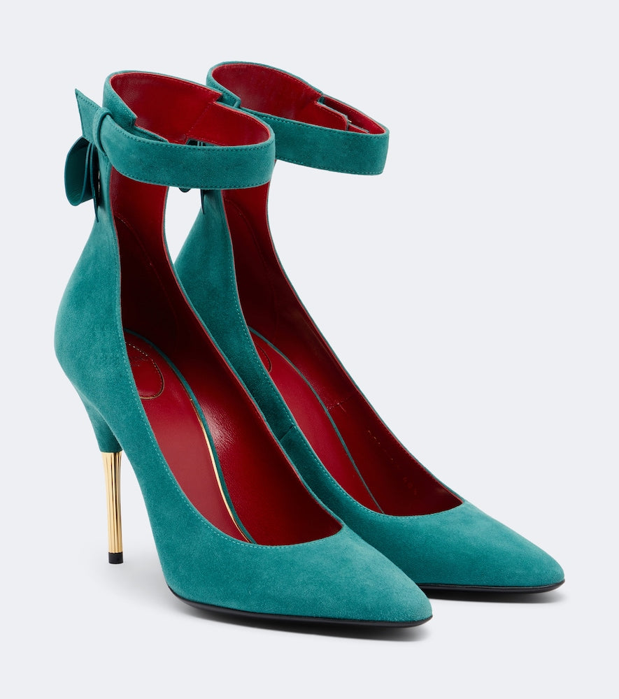 Valentino Garavani Fatale bow-detail suede pumps in Green - High-Heel Pumps