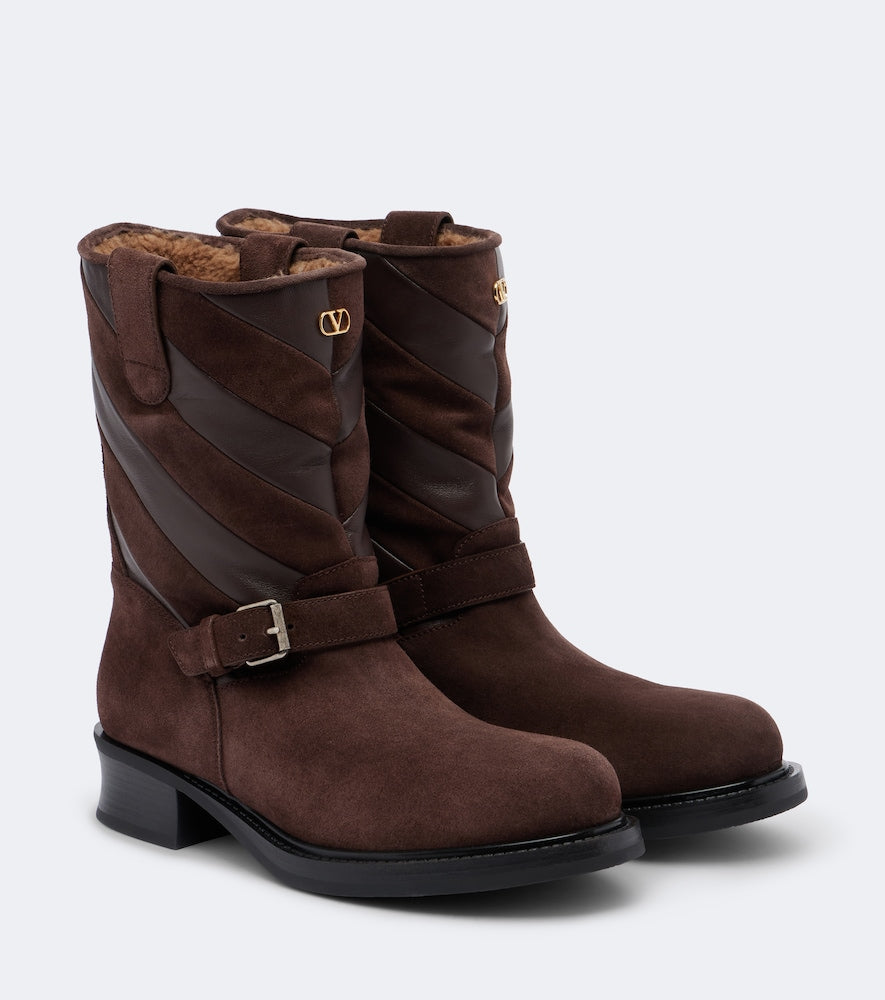 Brown Valentino Garavani Rayons suede ankle boots - Flat Boots