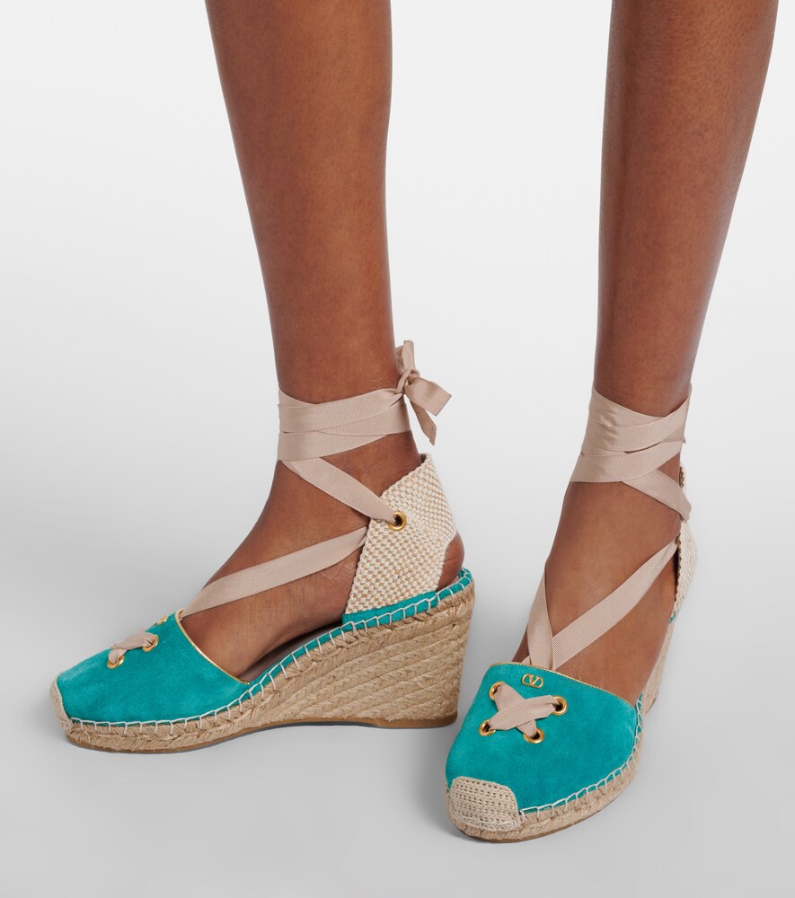 Valentino Garavani Resort suede espadrille wedges - Blue High Espadrilles
