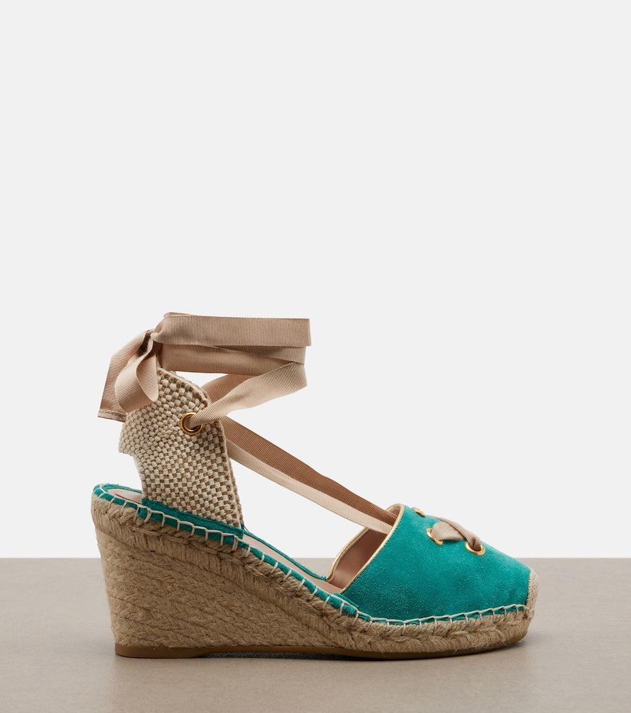 Valentino Garavani Resort suede espadrille wedges - Blue High Espadrilles