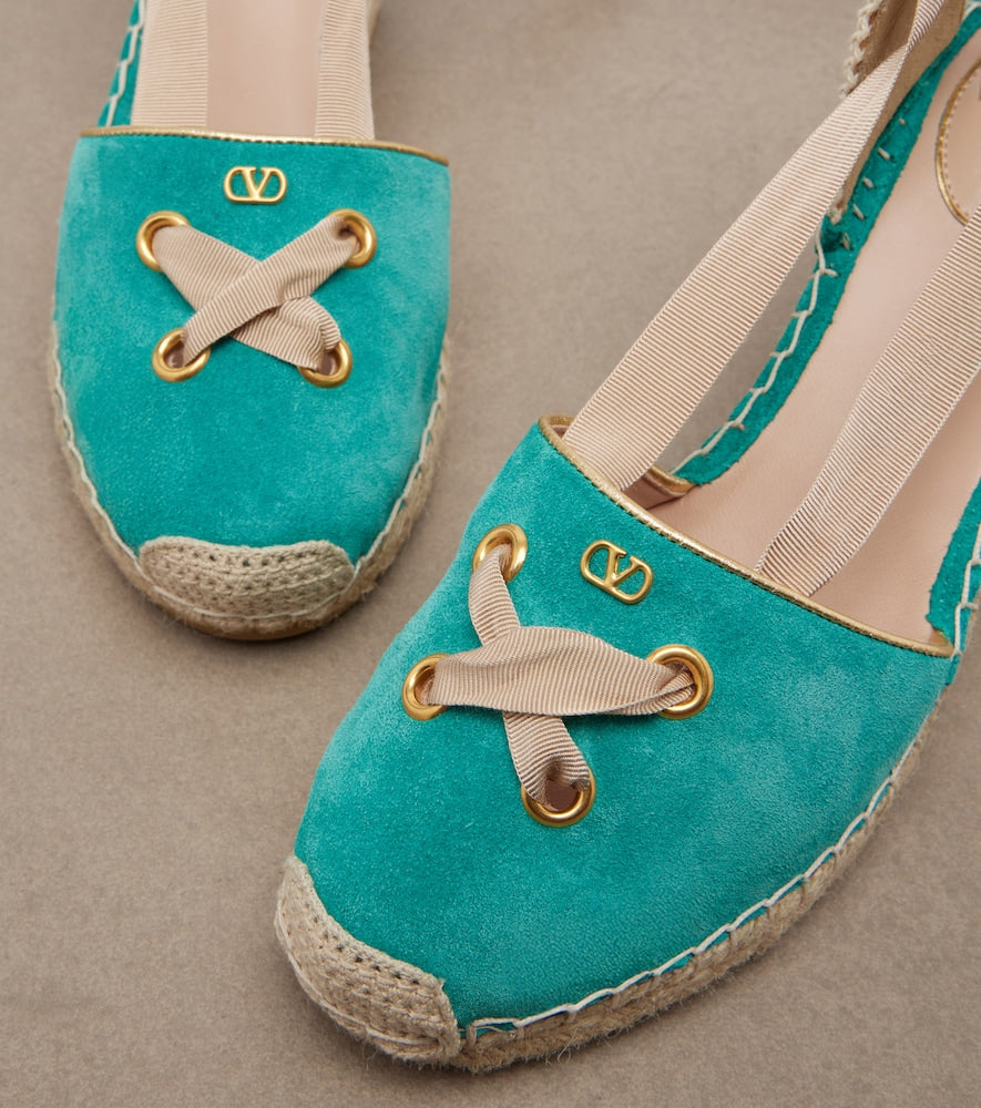 Valentino Garavani Resort suede espadrille wedges - Blue High Espadrilles