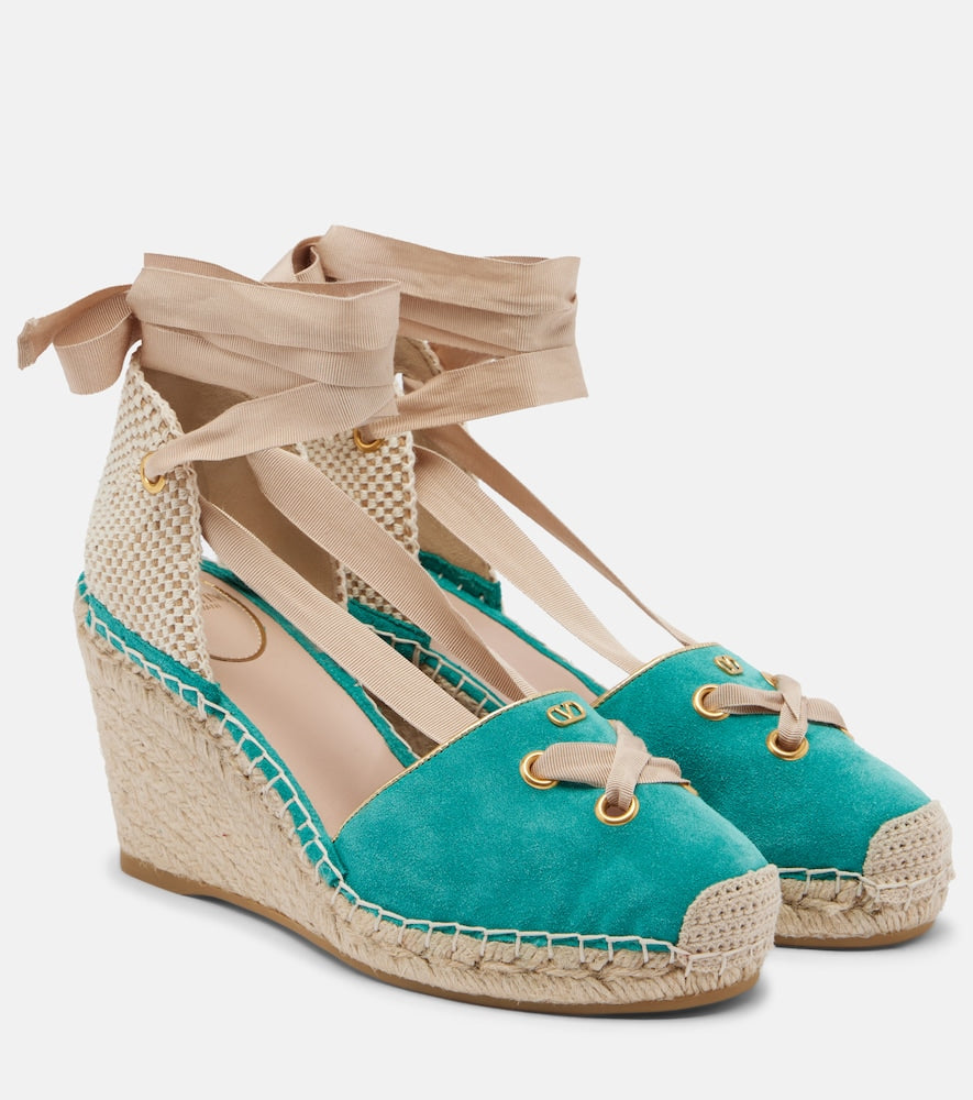 Valentino Garavani Resort suede espadrille wedges - Blue High Espadrilles