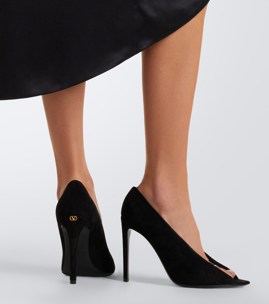 Valentino Garavani Revele suede peep-toe pumps - Black Heeled Sandals