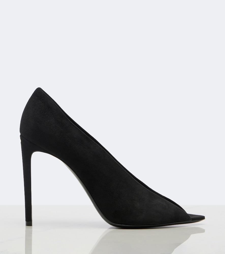 Valentino Garavani Revele suede peep-toe pumps - Black Heeled Sandals