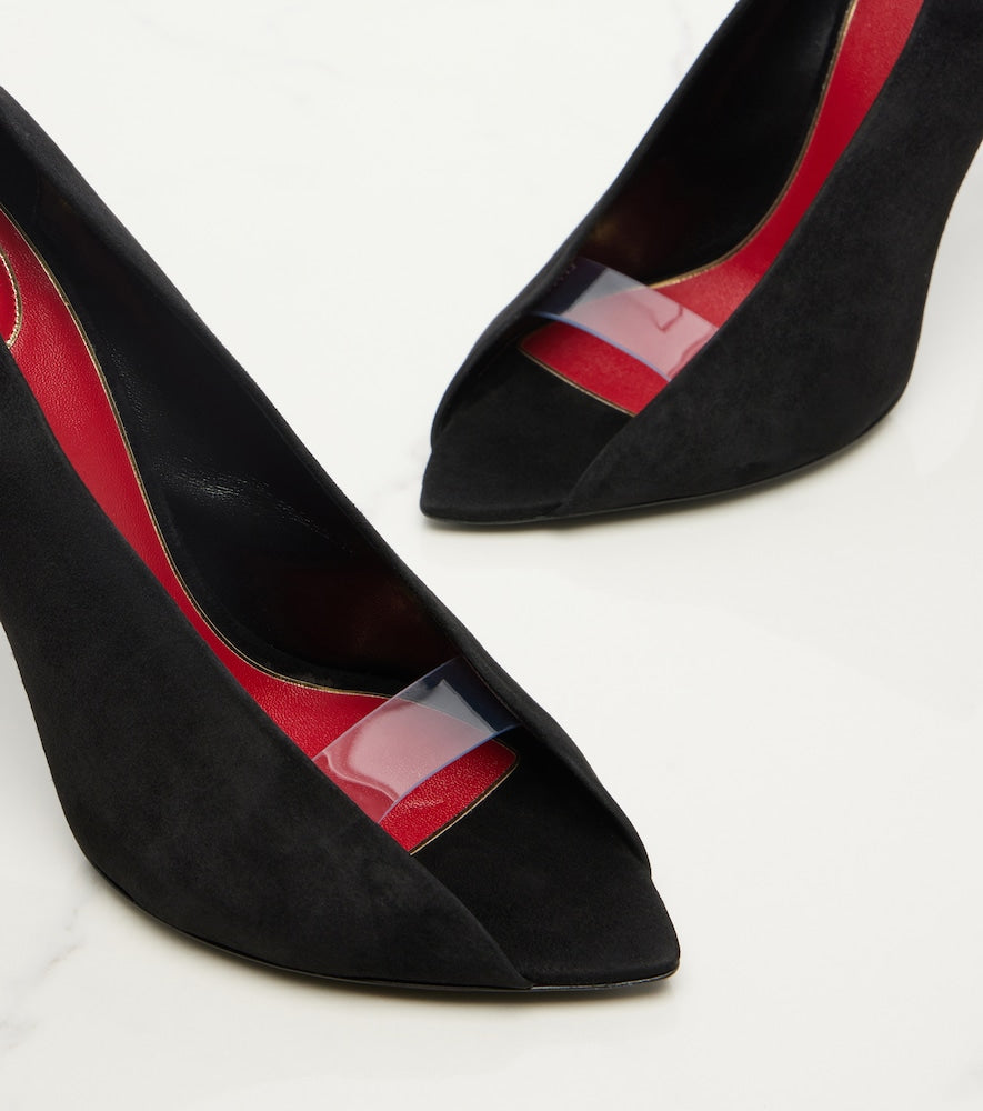 Valentino Garavani Revele suede peep-toe pumps - Black Heeled Sandals
