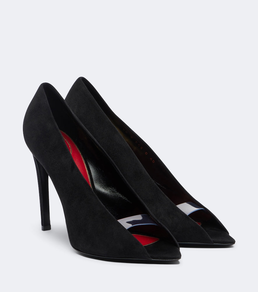 Valentino Garavani Revele suede peep-toe pumps - Black Heeled Sandals