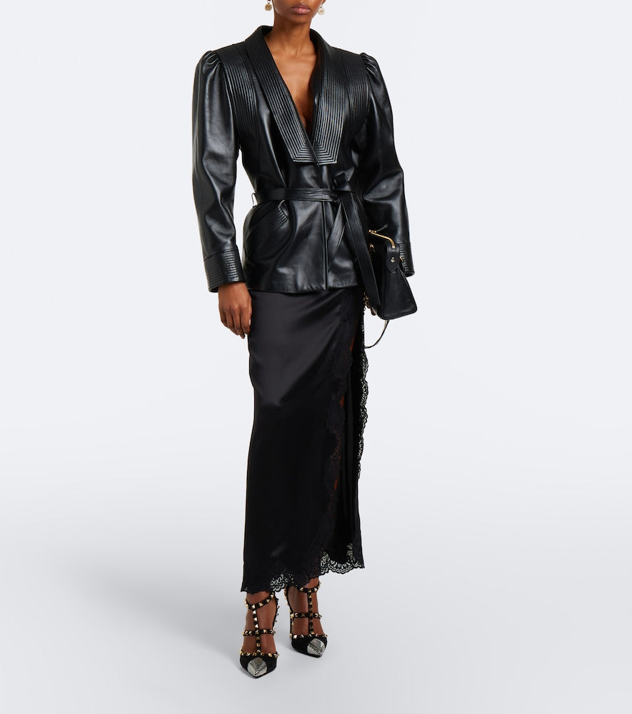 Valentino Garavani Rockstud chainmail suede pumps in Black - High-Heel Pumps