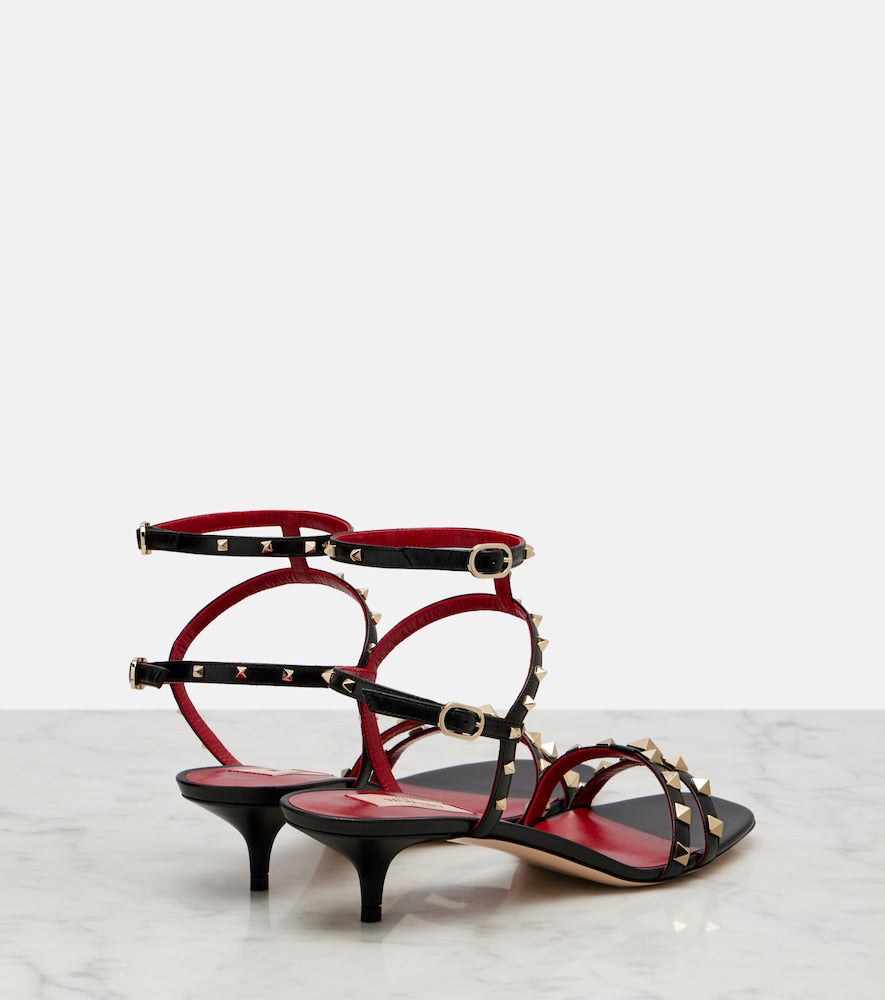 Valentino Garavani Rockstud leather slingback sandals (Black) - Heeled Sandals