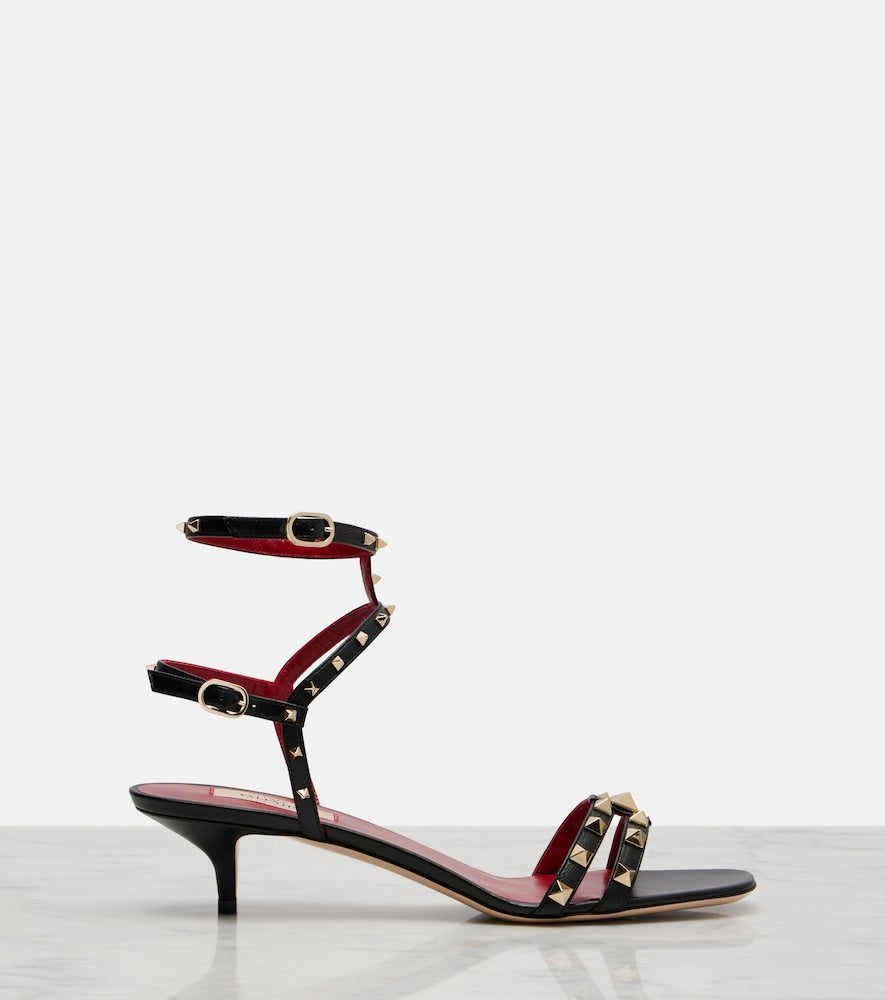 Valentino Garavani Rockstud leather slingback sandals (Black) - Heeled Sandals